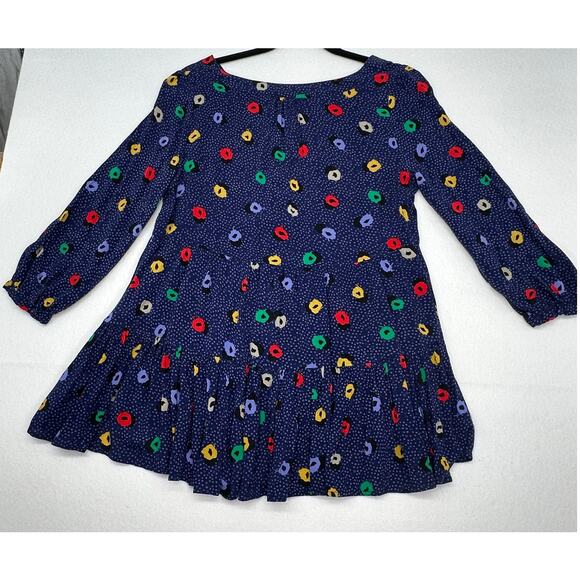 MAEVE Anthropologie Blue Polka Dot Peplum 3/4 Sleeve Hi Low Blouse w/ pockets S - Picture 5 of 8